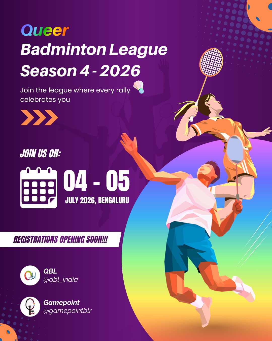 QBL : Queer Badminton League — event poster