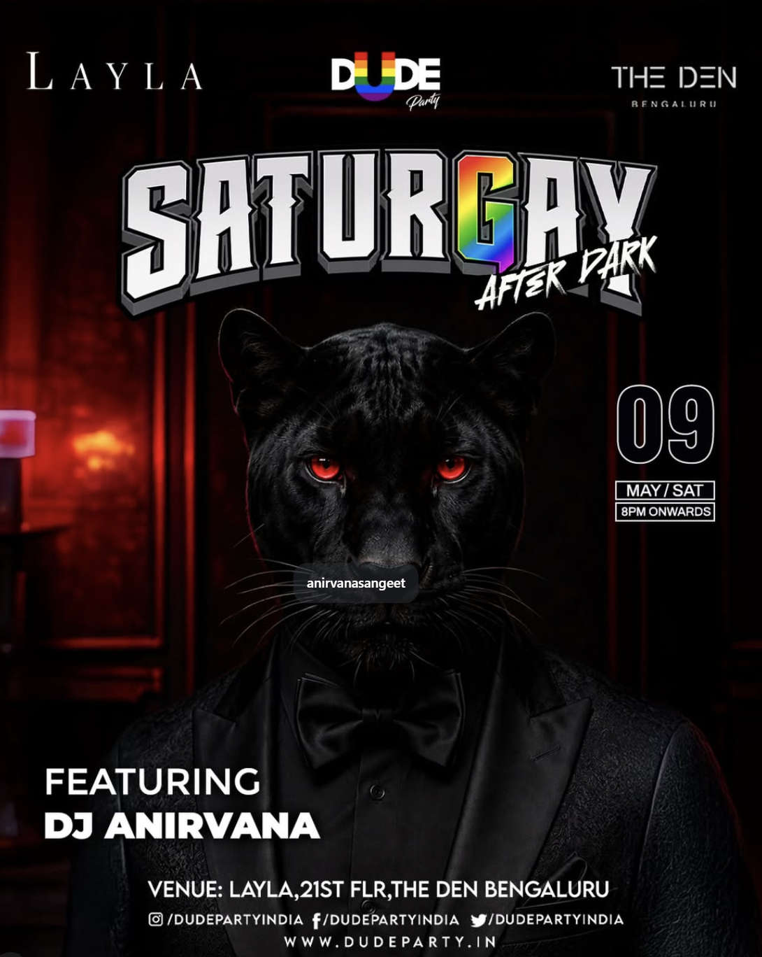 SaturGay : Dude Party — event poster