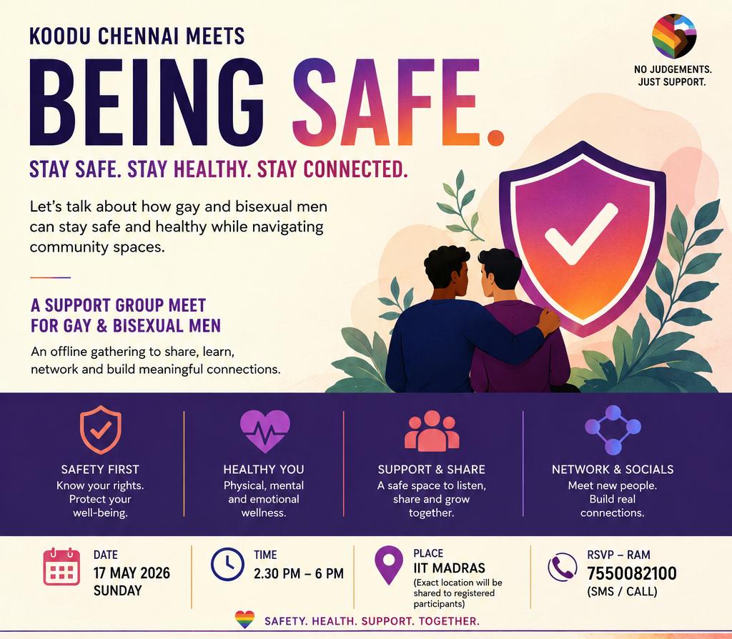Gay/Bi men's social and support meet in Chennai — event poster