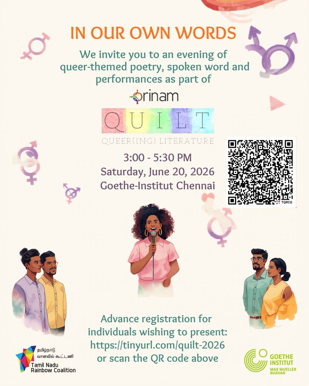 Orinam's QUILT: poetry and performance June 20th poster