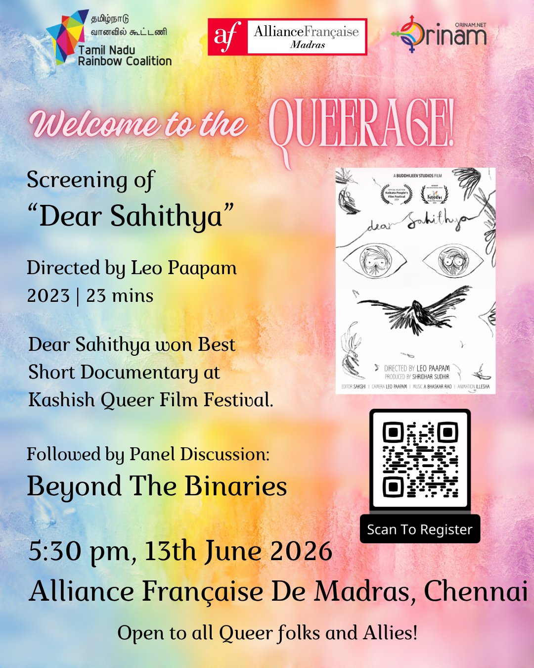 Screening of "Dear Sahithya" poster