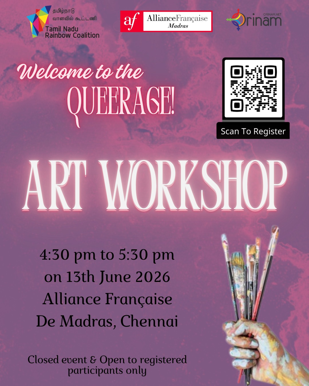 Queerage Art Workshop poster