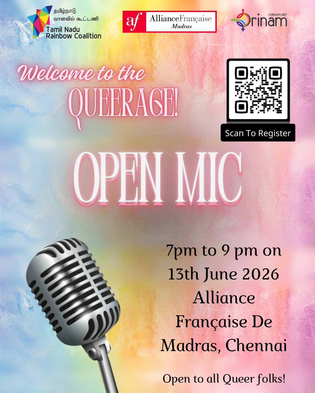 Orinam’s Queerage Open Mic! poster